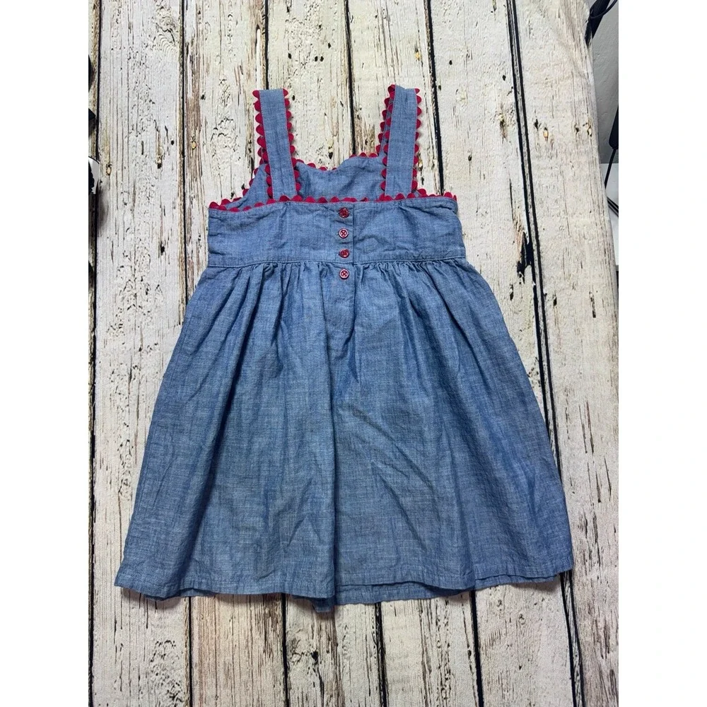 Gymboree chambray apple appliqué dress 6 girls